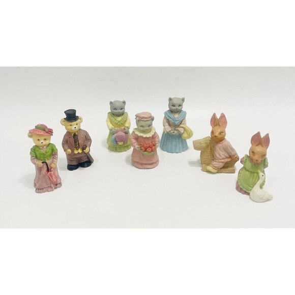 Lot of 9 Vintage J.C. Figurines Cats Bears Rabbits Resin Signed 1991 Bunny JC - Picture 7 of 9